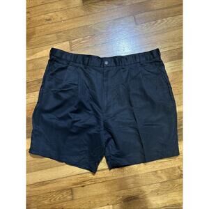 Roundtree & Yorke Easy Care Black Pleated Chino Shorts, Relaxed, Mens 46 x 9